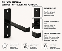 Load image into Gallery viewer, 2x Heavy Duty Metal Shelf Brackets - Rustic T Lip Brackets for Wood Wall Shelf