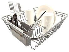 Load image into Gallery viewer, Dish Drainer, Rust Proof Dish Drying Rack, Plate Organizer + Matching Cutlery Box & Optional Dripping Tray