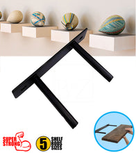 Load image into Gallery viewer, B&Z Heavy Duty Floating Shelf Brackets Long Easy to Fit Concealed Invisible Hidden Plate Bracket | Oak Mantel Timber Scaffold Board Wood Shelf - 5 Sizes & 3 Packs