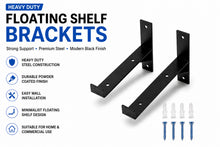 Load image into Gallery viewer, 2x Heavy Duty Metal Shelf Brackets - Rustic T Lip Brackets for Wood Wall Shelf