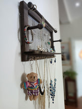 Load image into Gallery viewer, B & Z Rustic Jewellery Organizer - Wall Mounted Holder with Bracelet Rod & 16 Hooks