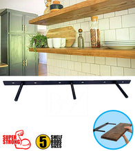 Load image into Gallery viewer, B&Z Custom Made Plate Shelf Brackets | Heavy Duty Floating Concealed Mantel Oak Shelf Support Wall Mount Scaffold Board Flying Shelve For Dry & Brick Wall - 5 Sizes