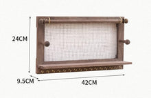Load image into Gallery viewer, B & Z Rustic Jewellery Organizer - Wall Mounted Holder with Bracelet Rod & 16 Hooks