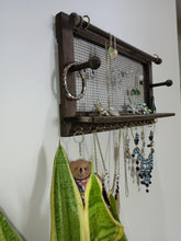 Load image into Gallery viewer, B & Z Rustic Jewellery Organizer - Wall Mounted Holder with Bracelet Rod & 16 Hooks