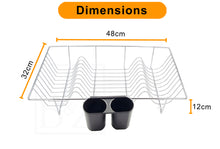 Load image into Gallery viewer, B&Z Extra Wide Kitchen Dish Drainer Rack, Over the Sink Draining Board, On Counter Plate Rack, Dish Drying Rack, Plate Organizer + Removable Cutlery Box & Drip Tray | 3 Colors
