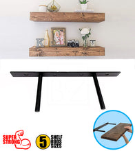 Load image into Gallery viewer, B&Z Heavy Duty Floating Shelf Brackets Long Easy to Fit Concealed Invisible Hidden Plate Bracket | Oak Mantel Timber Scaffold Board Wood Shelf - 5 Sizes & 3 Packs