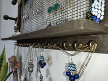 Load image into Gallery viewer, B & Z Rustic Jewellery Organizer - Wall Mounted Holder with Bracelet Rod & 16 Hooks