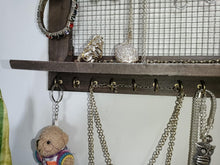Load image into Gallery viewer, B & Z Rustic Jewellery Organizer - Wall Mounted Holder with Bracelet Rod & 16 Hooks