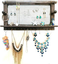 Load image into Gallery viewer, B & Z Rustic Jewellery Organizer - Wall Mounted Holder with Bracelet Rod & 16 Hooks