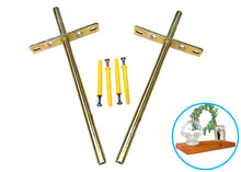 Load image into Gallery viewer, B&Z - Cross Shelf Brackets | Heavy Duty Floating Shelf Brackets Invisible Concealed Flying Blind Wall Mounted Wooden Oak Mantle Shelf Timber Scaffold Board - Available in 9 Sizes