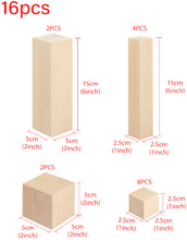 Load image into Gallery viewer, Pinewood Carving Blocks Kit – 15 & 16 Pcs Smooth Unfinished Whittling Wood for DIY Craft & Hobby (Adults & Kids)