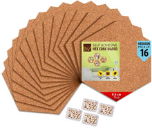 Load image into Gallery viewer, B&Z Self Adhesive Sticky Cork board Hexagon Tiles Mini Wall Bulletin Boards Pin Message Notice Board Wooden Push Pin Board | 2 THICKNESS - 2 SIZES - 5 PACKS