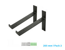 Load image into Gallery viewer, B&Z - 2x Heavy Duty Metal Shelf Brackets - Rustic T Brackets for Wood Wall Shelf