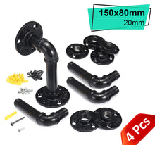 Load image into Gallery viewer, B&Z 2X Industrial Pipe Shelf Brackets Vintage Steam Punk Shelf Bracket for Book Shelf Floating Shelves Plumbing Pipe Shelf for Oak Mental Scaffold Board - 3 Sizes & 2 Packs