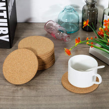 Load image into Gallery viewer, B&Z - 12 X Cork Cup Coasters Plain Round Thermal Insulation Cork Placemat Coffee,Tea ,Drink, Mug Pad Non-Slip Mat Coasters Set of 12 | 10cm x 10cm x 0.6cm