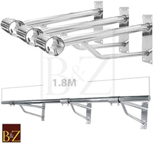 Load image into Gallery viewer, B&Z | Heavy Duty Clothes Rail Brackets for Heavy Duty Wall Mounted - Home Garments & Boutique Display Rails With Brackets | Available in 6 & 8 Foots
