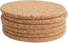 Load image into Gallery viewer, B&Z - 12 X Cork Cup Coasters Plain Round Thermal Insulation Cork Placemat Coffee,Tea ,Drink, Mug Pad Non-Slip Mat Coasters Set of 12 | 10cm x 10cm x 0.6cm