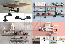 Load image into Gallery viewer, B & Z Industrial Pipe Rustic Steam Punk vintage Plumbing Pipe Shelf Design Bracket Components/Parts/Accessories/Fittings