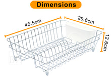 Load image into Gallery viewer, B&Z Large Dish Drainer, Rust Proof Plate Drying Rack, Over the Sink Dish Rack, On Counter with Removable Utensil Holder Cutlery Tray Kitchen Storage - (45.5 x 29.6 x 12.6cm)