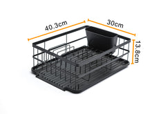 Load image into Gallery viewer, B&Z Rust proof Plastic Coated Large Dish Drying Rack, Over the Sink Dish Rack with Removable Utensil Holder Cutlery Tray for Kitchen - Mat Black