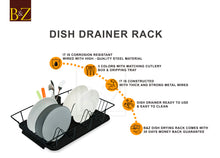 Load image into Gallery viewer, B&Z Extra Wide Kitchen Dish Drainer Rack, Over the Sink Draining Board, On Counter Plate Rack, Dish Drying Rack, Plate Organizer + Removable Cutlery Box & Drip Tray | 3 Colors