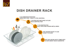 Load image into Gallery viewer, B&Z Extra Wide Kitchen Dish Drainer Rack, Over the Sink Draining Board, On Counter Plate Rack, Dish Drying Rack, Plate Organizer + Removable Cutlery Box & Drip Tray | 3 Colors
