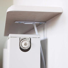 Load image into Gallery viewer, B&Z | 2Pcs Universal Radiator Shelf Brackets Energy Saving - White |  Radiator Cover Supports Drill Free Solution for Your Central Heating Radiator Shelf Bracket