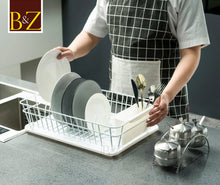 Load image into Gallery viewer, B&Z Large Dish Drainer, Rust Proof Plate Drying Rack, Over the Sink Dish Rack, On Counter with Removable Utensil Holder Cutlery Tray Kitchen Storage - (45.5 x 29.6 x 12.6cm)