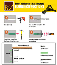 Load image into Gallery viewer, B & Z 2x Heavy Duty Shelf Brackets | Rustic Metal L Brackets for Wood & Scaffold