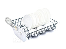 Load image into Gallery viewer, Extra Large Dish Drainer Rack | Single Tier, Rust Proof, Heavy Duty, Plastic Coated, Spacious, White Utensil Cutlery Holder for Kitchen | Mat Black (48 x 37.5 x 11.5cm)