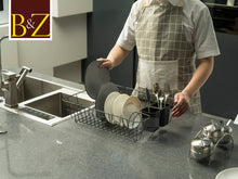 Load image into Gallery viewer, B&Z Nickle Dish Drying Rack with Dripping Tray & Cutlery Holder | Countertop Metal Dish Drainer Plate Organizer - CHROME BLACK | Anti Rust & Durable (44.5 x 33.5 x 12cm)