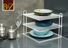 Load image into Gallery viewer, B&Z 3 Tier Cabnet Dish Rack - Corner Dish Organizer - Cabnet Storage Shelf rack - Work Top Kitchen Plate Organizer | Heavy Duty, Multipurpose, Spacious & Rust Free - (25 x 25 x 20.5cm)