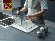 Load image into Gallery viewer, B&Z Extra Wide Kitchen Dish Drainer Rack, Over the Sink Draining Board, On Counter Plate Rack, Dish Drying Rack, Plate Organizer + Removable Cutlery Box & Drip Tray | 3 Colors