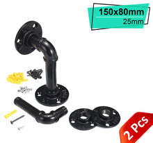 Load image into Gallery viewer, B&Z 2X Industrial Pipe Shelf Brackets Vintage Steam Punk Shelf Bracket for Book Shelf Floating Shelves Plumbing Pipe Shelf for Oak Mental Scaffold Board - 3 Sizes & 2 Packs