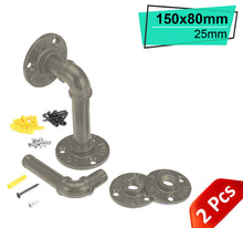 Load image into Gallery viewer, B&Z 2X Industrial Pipe Shelf Brackets Vintage Steam Punk Shelf Bracket for Book Shelf Floating Shelves Plumbing Pipe Shelf for Oak Mental Scaffold Board - 3 Sizes & 2 Packs