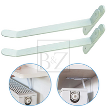 Load image into Gallery viewer, B&Z | 2Pcs Universal Radiator Shelf Brackets Energy Saving - White |  Radiator Cover Supports Drill Free Solution for Your Central Heating Radiator Shelf Bracket