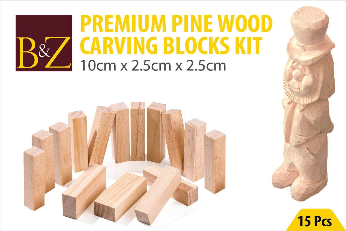 B&Z Pine Wood Carving Blocks Kit-15 pcs - Premium Quality Smooth Unfin –  B&Z Traders