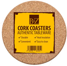 Load image into Gallery viewer, B&Z - 12 X Cork Cup Coasters Plain Round Thermal Insulation Cork Placemat Coffee,Tea ,Drink, Mug Pad Non-Slip Mat Coasters Set of 12 | 10cm x 10cm x 0.6cm