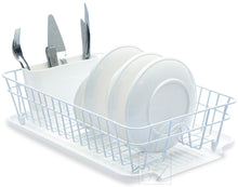 Load image into Gallery viewer, B&Z Large Dish Drainer, Rust Proof Plate Drying Rack, Over the Sink Dish Rack, On Counter with Removable Utensil Holder Cutlery Tray Kitchen Storage - (45.5 x 29.6 x 12.6cm)