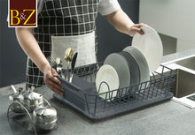 Load image into Gallery viewer, B&Z Large Dish Drainer, Rust Proof Plate Drying Rack, Over the Sink Dish Rack, On Counter with Removable Utensil Holder Cutlery Tray Kitchen Storage - (45.5 x 29.6 x 12.6cm)