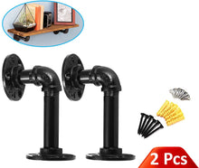 Load image into Gallery viewer, B&Z 2X Industrial Pipe Shelf Brackets Vintage Steam Punk Shelf Bracket for Book Shelf Floating Shelves Plumbing Pipe Shelf for Oak Mental Scaffold Board - 3 Sizes & 2 Packs