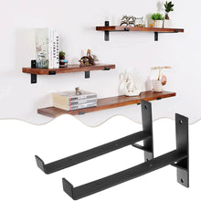 Load image into Gallery viewer, B&amp;Z Industrial Rustic Angle Shelf Braces Brackets for Vintage Wooden Reclaimed Railway Sleeper Oak Shelves DIY Sturdy | Decorative | Easy to fit | 2 Shapes &amp; 3 Sizes
