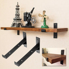 Load image into Gallery viewer, B&amp;Z Industrial Rustic Angle Shelf Braces Brackets for Vintage Wooden Reclaimed Railway Sleeper Oak Shelves DIY Sturdy | Decorative | Easy to fit | 2 Shapes &amp; 3 Sizes

