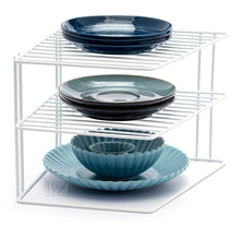 Load image into Gallery viewer, B&Z Cabnet Storage Shelf rack - 3 Tier Cabnet Dish Rack - Corner Dish Organizer - Work Top Kitchen Plate Organizer | Heavy Duty, Multipurpose, Spacious & Rust Free - (25 x 25 x 19.5cm)