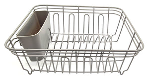 Dish Drainer, Rust Proof Dish Drying Rack, Plate Organizer + Matching Cutlery Box & Optional Dripping Tray