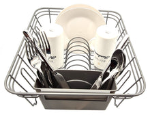 Load image into Gallery viewer, Dish Drainer, Rust Proof Dish Drying Rack, Plate Organizer + Matching Cutlery Box &amp; Optional Dripping Tray
