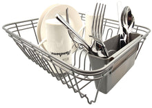 Load image into Gallery viewer, Dish Drainer, Rust Proof Dish Drying Rack, Plate Organizer + Matching Cutlery Box &amp; Optional Dripping Tray
