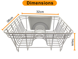 Dish Drainer, Rust Proof Dish Drying Rack, Plate Organizer + Matching Cutlery Box & Optional Dripping Tray