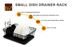 Dish Drainer, Rust Proof Dish Drying Rack, Plate Organizer + Matching Cutlery Box & Optional Dripping Tray