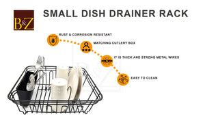 Dish Drainer, Rust Proof Dish Drying Rack, Plate Organizer + Matching Cutlery Box & Optional Dripping Tray